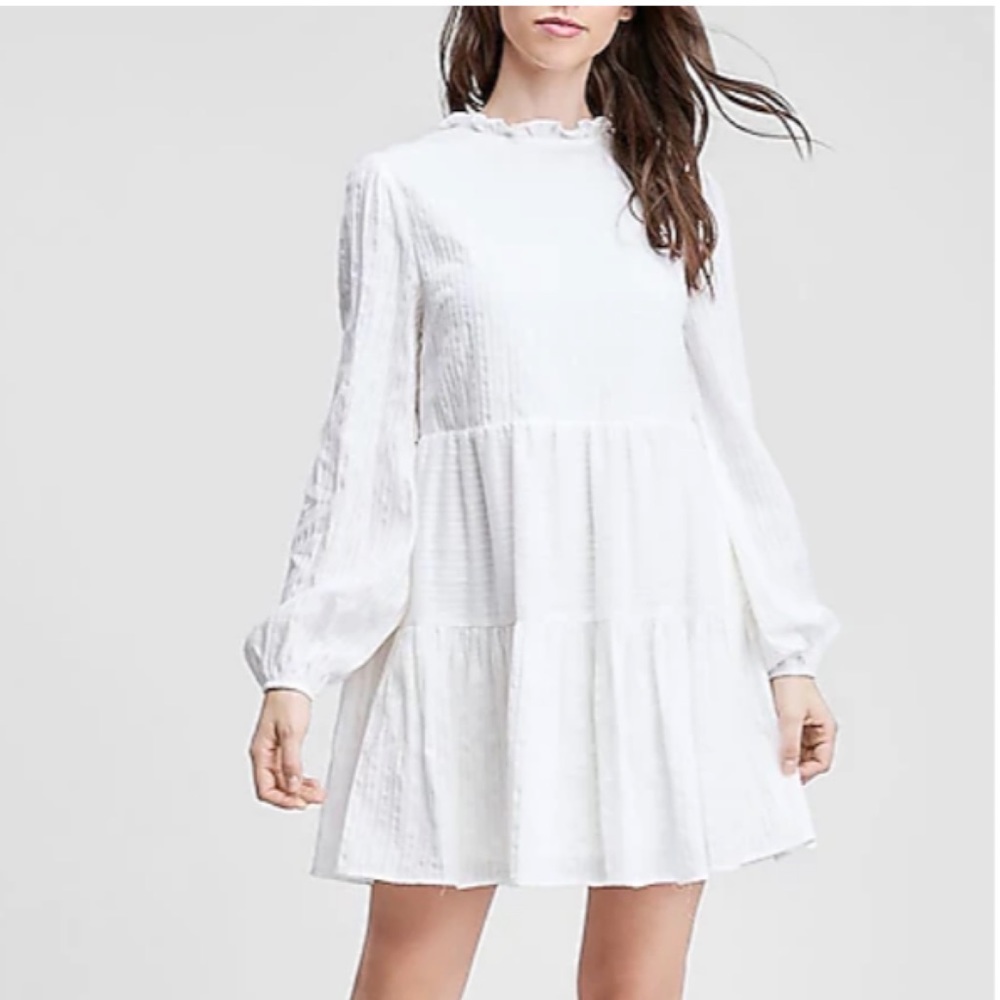En Saison Tiered Long Sleeve Babydoll Mini Dress